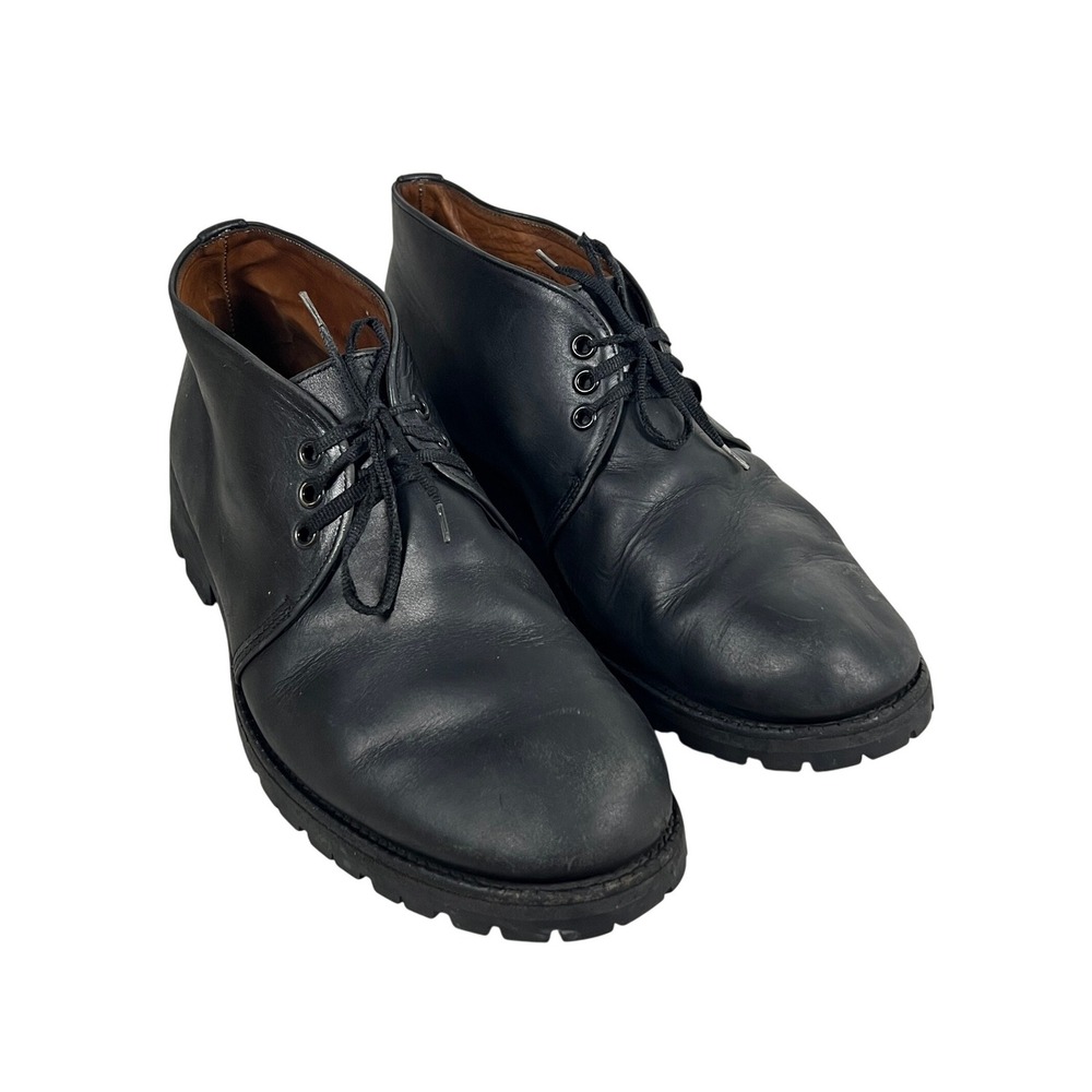 Alfred‎ Sargent Black Genuine Leather Chukka Boots Men's 10.5 Lace Up Round Toe